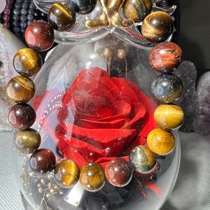 10MM Tiger Eye Colorful Flash Beaded Bracelet 6.25” Natural Crystal Quartz